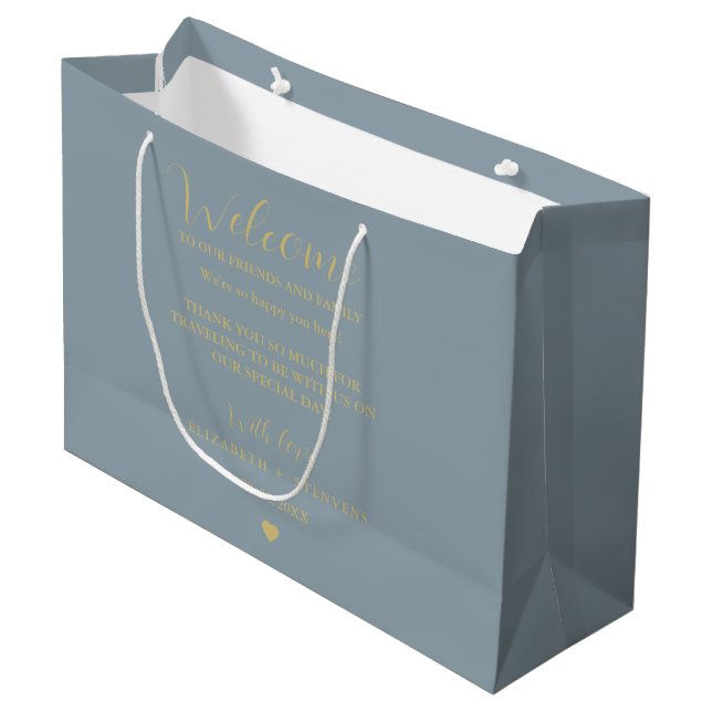 Goldene Hochzeitsyklen Begrüßungstasche Hotelgast- Große Geschenktüte (Vorderseite Schrägansicht)