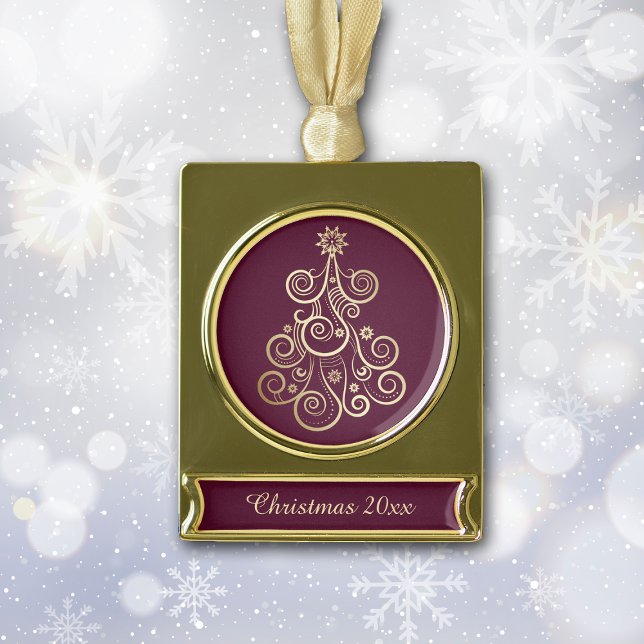 Goldene Holiday Tree Banner-Ornament Gold (Von Creator hochgeladen)