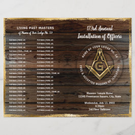 Goldene Holzbifold Masonic Programmvorlage