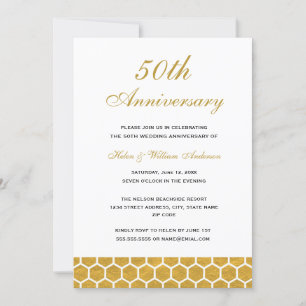 Goldene Honeycomb 50. Hochzeitstag - Einladung