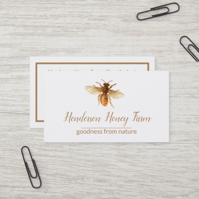 Goldene Honig-Bienen-Visitenkarte Visitenkarte (Vorderseite/Rückseite Beispiel)