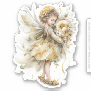 Goldene Honig Fee Welt – 04 Blumen tragend Aufkleber