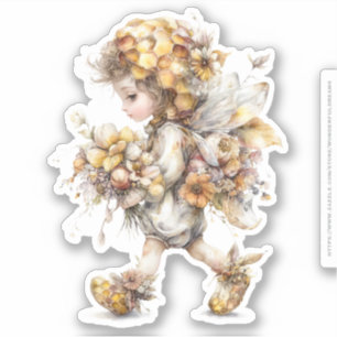 Goldene Honig Fee Welt – 04 Blumen tragend Aufkleber