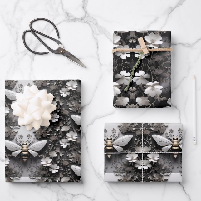 Goldene Honigbiene auf der Leinwand Geschenkpapier Set (Vorderseite)