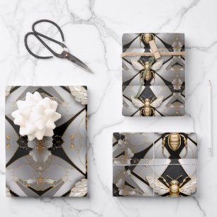 Goldene Honigbiene Kunst Geschenkpapier Set