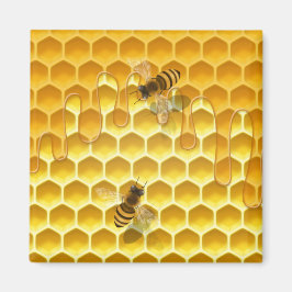 Goldene Honigwabe mit Bienen individuell anpassbar Magnet