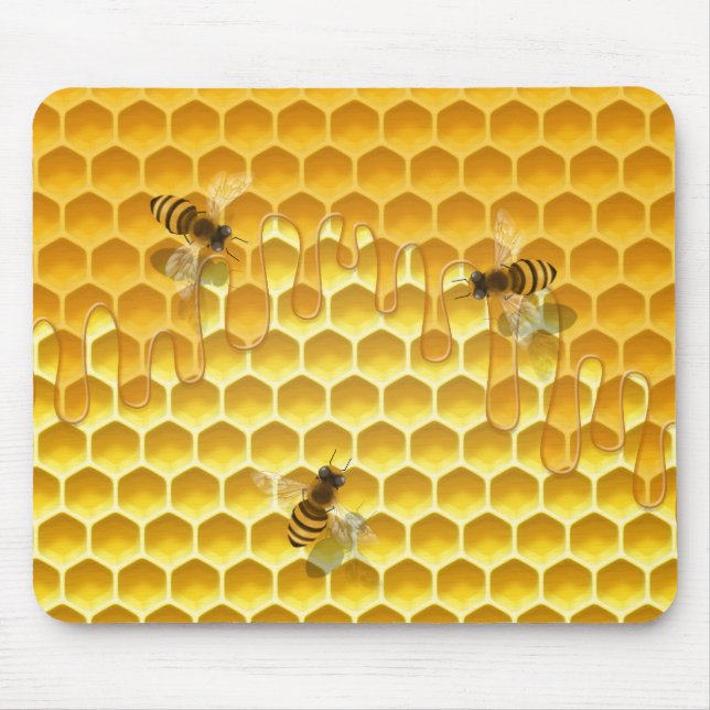 Goldene Honigwabe mit Bienen individuell anpassbar Mousepad (Vorne)