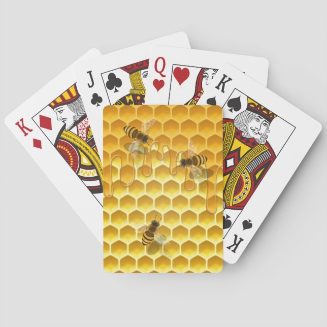 Goldene Honigwabe mit Bienen individuell anpassbar Spielkarten (Rückseite)