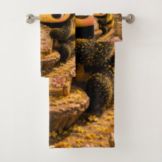 Goldene Hummel im Blütentanz.10 Badhandtuch Set