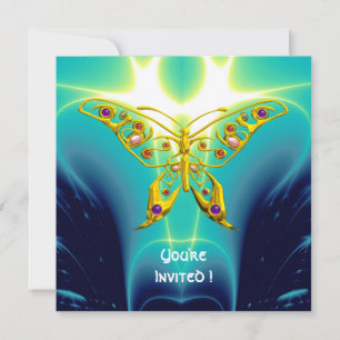GOLDENE HYPER SCHMETTERLING, Edelsteine, Türkisbla Einladung