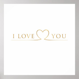 Goldene I Love You Typografie Poster