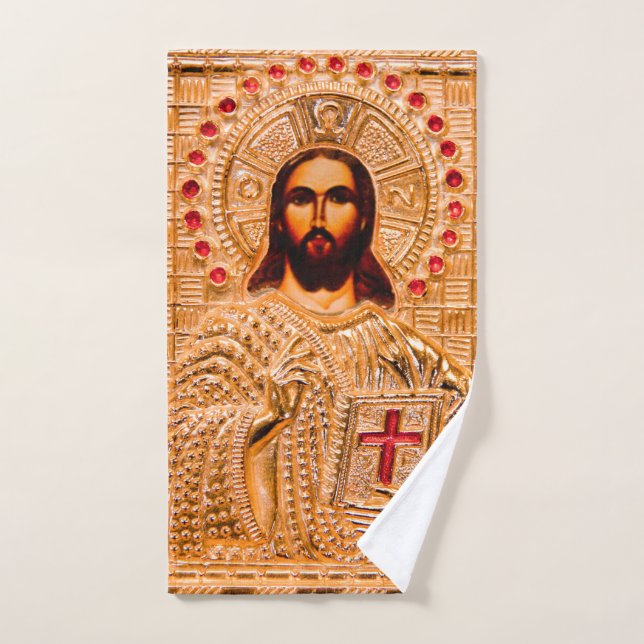 Goldene Ikone des Jesus Christus Handtuch (Handtuch)