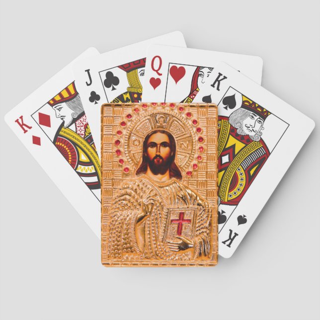 Goldene Ikone des Jesus Christus Spielkarten (Rückseite)