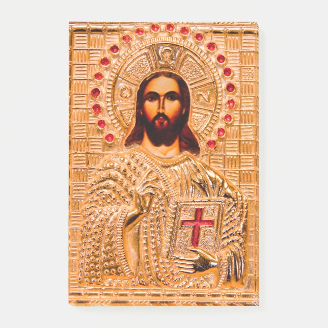 Goldene Ikone Jesu Christi Post-it Klebezettel (Vorderseite)