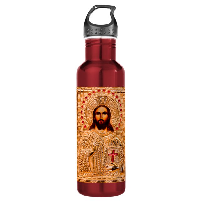 Goldene Ikone Jesu Christi Trinkflasche (Vorderseite)