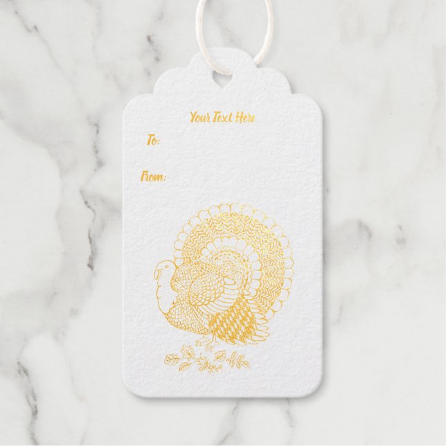 Goldene Illustration des Verlassend Schwanzes von  Geschenkanhänger (Vorderseite)