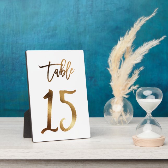 Goldene Imitate Chic Tischnummer 15 Fotoplatte (Seite)