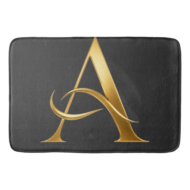 Goldene Initiale A Minimalistisches Design Badematte (Vorderseite)