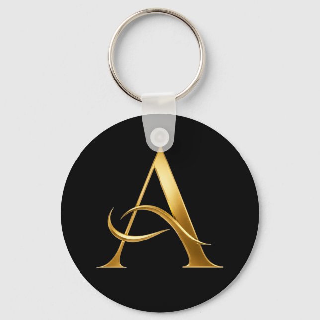 Goldene Initiale A Minimalistisches Design Schlüsselanhänger (Vorderseite)