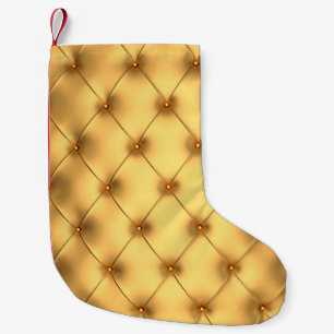 Goldene Innendekoration des Glamours Kleiner Weihnachtsstrumpf