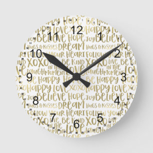 Goldene inspirierende Worte Runde Wanduhr