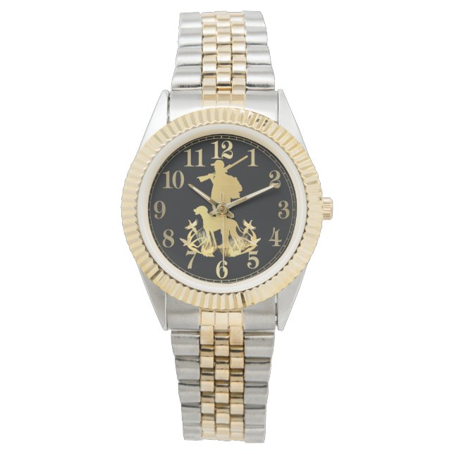 Goldene Jägeruhr Armbanduhr (Vorderseite)