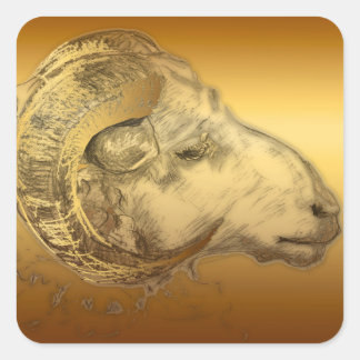 Goldene Jahreszeit chinesischer Zodiac-Äries-Quadr Quadratischer Aufkleber
