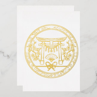 Goldene japanische Shinzen Kekkon Folieneinladung