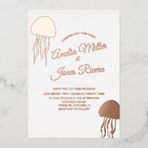 Goldene JellyFish-Hochzeit eingeladen mit geprägte Folieneinladung