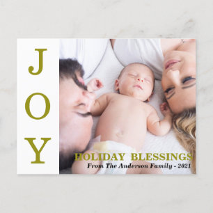 Goldene JOY-Weihnachtsgrüße Foto-Weihnachtskarte Feiertagspostkarte