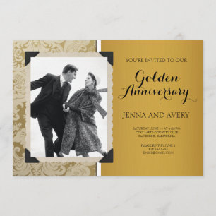 Goldene Jubiläumseinladung Damast Einladung