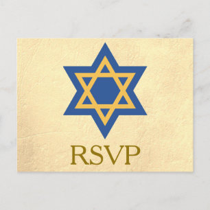 Goldene jüdische RSVP Einladungspostkarte