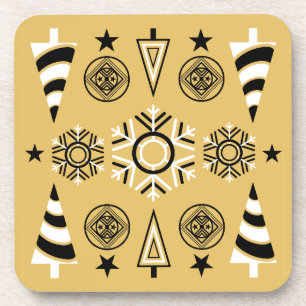 Goldene Jugendstil-Weihnachtsdekoration Getränkeuntersetzer