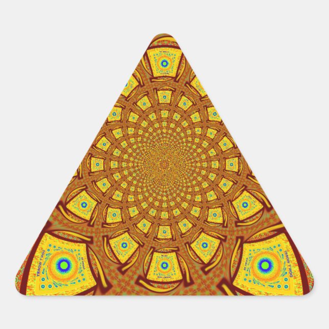 Goldene Kaleidoskop Kunst, Dichtung Dreieckiger Aufkleber (Vorderseite)