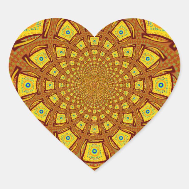 Goldene Kaleidoskop Kunst, Dichtung Herz-Aufkleber (Vorderseite)