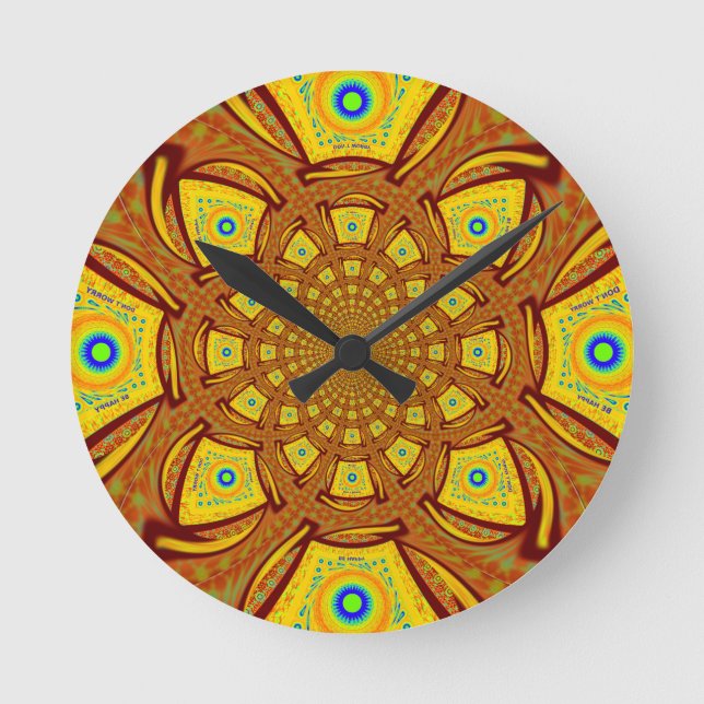 Goldene Kaleidoskop Kunst, Dichtung Runde Wanduhr (Vorderseite)