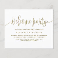 Goldene Kalligrafie Begrüßung Party Einladung