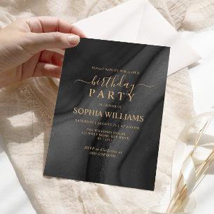 Goldene Kalligraphie und Black Birthday Party Einl Einladung
