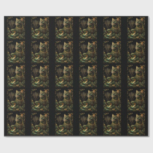 Goldene Katze Grüne Augen Elegante Kunst Geschenkpapier