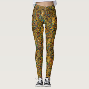 Goldene Katzen im Jugendstil Leggings