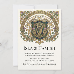 Goldene keltische Monogramm-Hochzeitseinladung Einladung