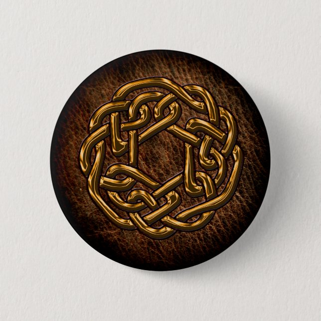 Goldene keltische Verzierung auf Leder Button (Vorderseite)