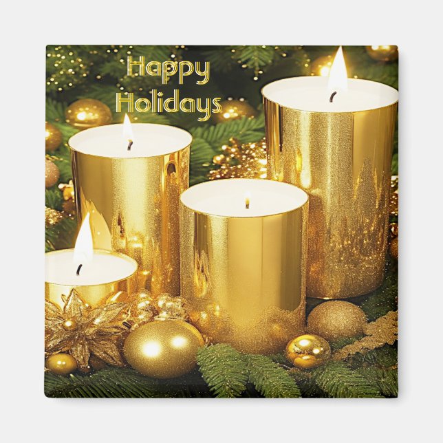 Goldene Kerzen Weihnachten Magnet (Vorne)