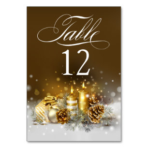 Goldene Kerzen Weihnachts-Party Elegante Tischnumm Tischnummer