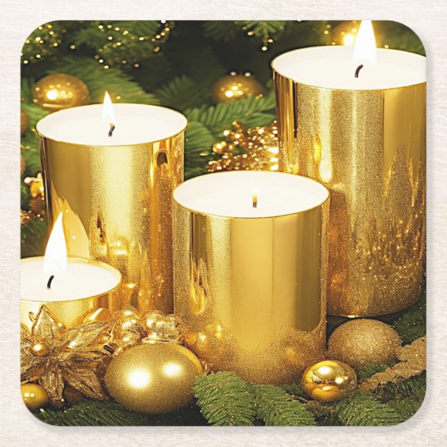 Goldene Kerzen Weihnachtsbuch Untersetzer (Vorderseite)