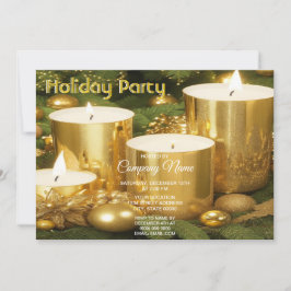 Goldene Kerzen Weihnachtsfeier Einladung