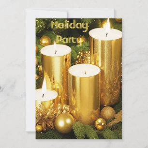 Goldene Kerzen Weihnachtsfeier Einladung