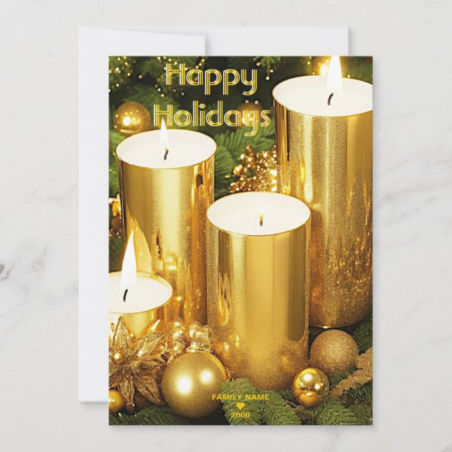 Goldene Kerzen Weihnachtskarte Feiertagskarte (Vorderseite)