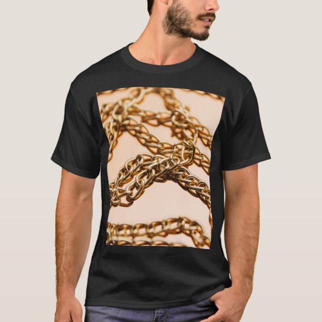 Goldene Ketten, Reflektive Oberfläche Luxus. T-Shirt (Vorderseite)