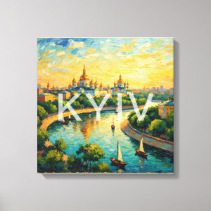 Goldene Kiew-Kathedrale-Riverszene Leinwand